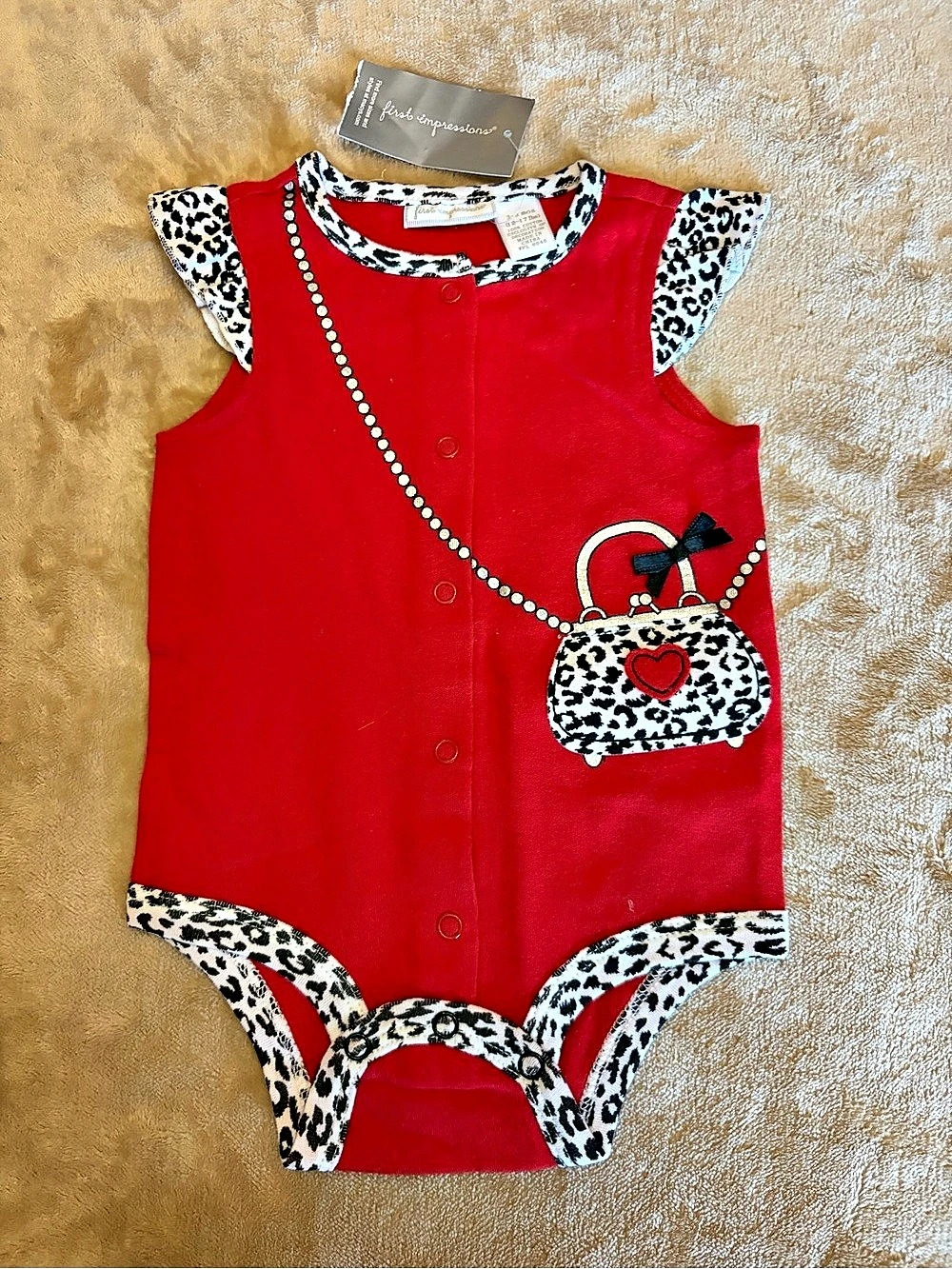 First Impressions Baby Bodysuit in Red & White NWT